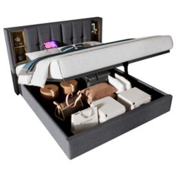 Super King Linen Hydraulic Storage Bed With Usb-C & Large Storage - thumbnail 8
