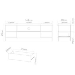 Trent Wide Open Tv Unit In Black & Noche Walnut (Ready Assembled) - thumbnail 2