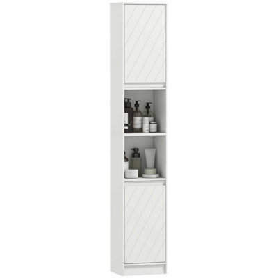 Narrow Bathroom Storage Cabinet With Open Compartment - image 1
