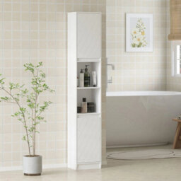 Narrow Bathroom Storage Cabinet With Open Compartment - thumbnail 3