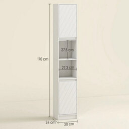 Narrow Bathroom Storage Cabinet With Open Compartment - thumbnail 2