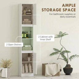 Narrow Bathroom Storage Cabinet With Open Compartment - thumbnail 5
