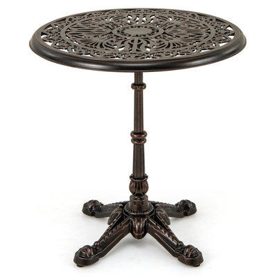 Gainoom 68Cm Round Cast Aluminum Patio Bistro Table Accent Table Copper - image 1