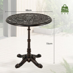 Gainoom 68Cm Round Cast Aluminum Patio Bistro Table Accent Table Copper - thumbnail 2