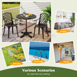 Gainoom 68Cm Round Cast Aluminum Patio Bistro Table Accent Table Copper - thumbnail 5