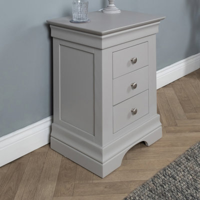 Elm Home And Products Elm Home And Garden 3 Drawer Bedside Cabinet Table Grey Night Stand Fully Assembled - image 1