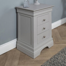 Elm Home And Products Elm Home And Garden 3 Drawer Bedside Cabinet Table Grey Night Stand Fully Assembled - thumbnail 1