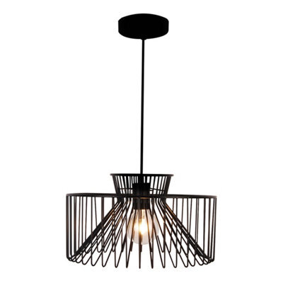 FNX Bathrooms Avon E27 Ip44 Black Metal Cage Pendant Light - Adjustable 1M Flex, Perfect For Bathroom & Kitchen - image 1