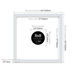 "8X8"" Light Grey Picture Frame - 8X8"" Square Frame With 4X4"" Mount For 8X8""/4X4"" Pictures Moderrn Style Thin Edge, 1 Pack" - thumbnail 2