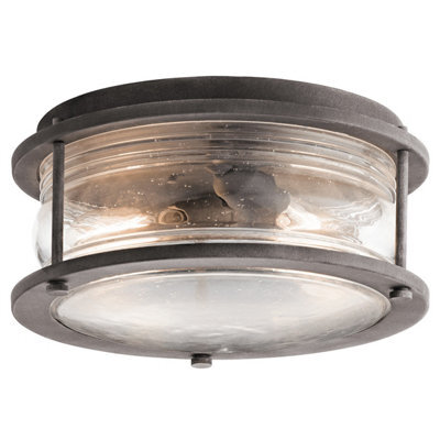 Elstead Ashland Bay 1 Light Bathroom Flush Outdoor Ceiling Light Zinc IP44, E27 - image 1