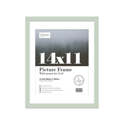 "14X11"" Mint Green Frame With Mount For 11X9"" Pictures 20mm Slim Edge Portrait And Landscape Display With Wall Hooks And Kickstand" - image 1