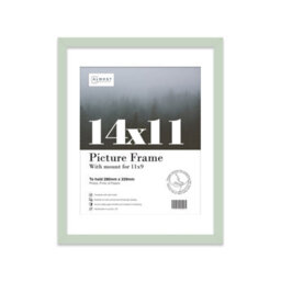 "14X11"" Mint Green Frame With Mount For 11X9"" Pictures 20mm Slim Edge Portrait And Landscape Display With Wall Hooks And Kickstand" - thumbnail 1