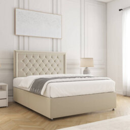 Bsspoke Nova Divan Bed In Cream Plush Velvet With 24Inch Headboard & No Mattress No Drawers In Double King 4Ft 6Ft - thumbnail 3