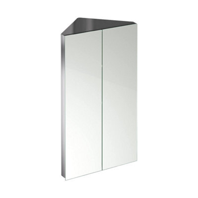 iBathUK 780 X 450 Stainless Steel Corner Bathroom Mirror Cabinet Modern 2 Door Storage Unit Mc127 - image 1