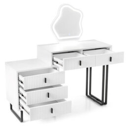 Costway Makeup Dressing Table W/ 3 Lighting Modes Modern Vanity Desk With Mirror-White - thumbnail 9