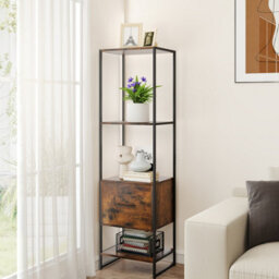 Costway 5-Tier Bookshelf With Drawer Tall Narrow Bookcase With Shelves - thumbnail 9
