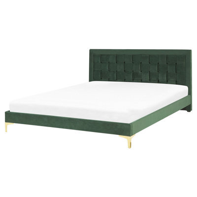 Beliani Bed Velvet Limoux 160 X 200 Cm (Eu King Size) Dark Green - image 1