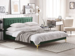 Beliani Bed Velvet Limoux 160 X 200 Cm (Eu King Size) Dark Green - thumbnail 2