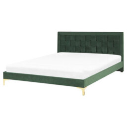 Beliani Bed Velvet Limoux 160 X 200 Cm (Eu King Size) Dark Green - thumbnail 1