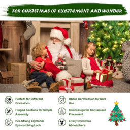 Costway 5Ft Pre-Lit Artificial Christmas Tree Hinged Pencil Xmas Tree W/ 150 Warm Lights - thumbnail 4