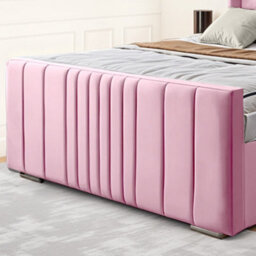 UKBEDFURNITURE Balmoral Wingback Pink Plush Valvet Upholstered Bed Frame Only- Blackboard - 48 Inch Headboard - thumbnail 3
