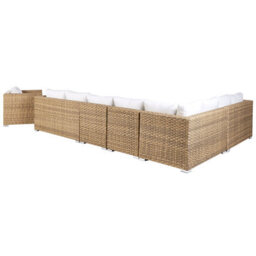Beliani Garden Lounge Set With Table 8 Seater Xxl Right Hand Modular Pe Rattan Light Brown - thumbnail 5