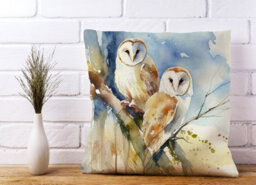 Warren Reed Designer Barn Owls Watercolour Cushions 45Cm X 45Cm - thumbnail 2