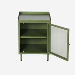 Sweeek - Set Of 2 Industrial Green Metal Bedside Tables With 1 Mesh Door 40 X 37 X 585 Cm - Ohio - thumbnail 4