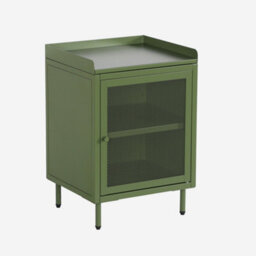 Sweeek - Set Of 2 Industrial Green Metal Bedside Tables With 1 Mesh Door 40 X 37 X 585 Cm - Ohio - thumbnail 2