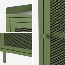 Sweeek - Set Of 2 Industrial Green Metal Bedside Tables With 1 Mesh Door 40 X 37 X 585 Cm - Ohio - thumbnail 5