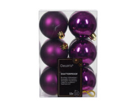 Decoris 72 Violet Purple Baubles Shatterproof Christmas Tree Hanging Decorations 6Cm - thumbnail 5
