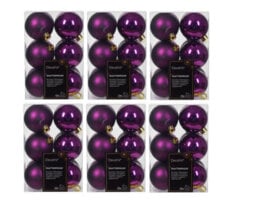 Decoris 72 Violet Purple Baubles Shatterproof Christmas Tree Hanging Decorations 6Cm - thumbnail 2