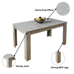 Kosy Koala Stone Grey Effect Wood Dining Table Set With 4 Cream Plastic Chairs Modern Dining Room Furniture - thumbnail 5