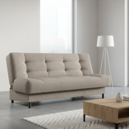 Livia 3 Seater Sofa Bed With Sleeping Function Freestanding Design Compact And Comfortable For Living Or Guest Room Beige - thumbnail 1
