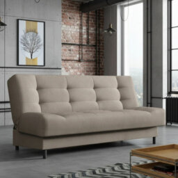 Livia 3 Seater Sofa Bed With Sleeping Function Freestanding Design Compact And Comfortable For Living Or Guest Room Beige - thumbnail 2