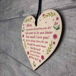 Red Ocean Mothers Day Gift Lockdown Gift For Mum Wooden Heart Thank You Gift For Her - thumbnail 7