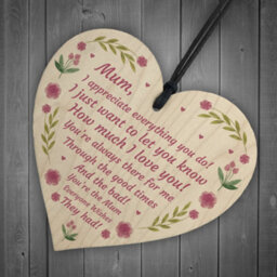 Red Ocean Mothers Day Gift Lockdown Gift For Mum Wooden Heart Thank You Gift For Her - thumbnail 6