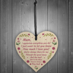 Red Ocean Mothers Day Gift Lockdown Gift For Mum Wooden Heart Thank You Gift For Her - thumbnail 2