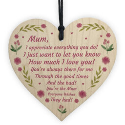 Red Ocean Mothers Day Gift Lockdown Gift For Mum Wooden Heart Thank You Gift For Her