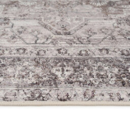 Loomed Oriental Design Cotton Chenille Rug Grey Beige Machine Washable 280Cm X 380Cm - thumbnail 9