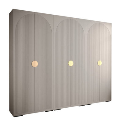Arte Pristine White Manhattan I Hinged Door Wardrobe W3000mm H2370mm D470mm - Gold Handles, Ample Storage - image 1