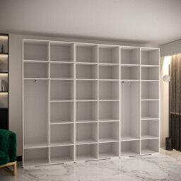 Arte Pristine White Manhattan I Hinged Door Wardrobe W3000mm H2370mm D470mm - Gold Handles, Ample Storage - thumbnail 6