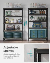 Songmics 5-Tier Shelving Unit, Steel Shelving Unit For Storage, Tool-Free Assembly, For Garage, Shed, Load Capacity 875 Kg - thumbnail 6