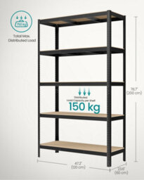 Songmics 5-Tier Shelving Unit, Steel Shelving Unit For Storage, Tool-Free Assembly, For Garage, Shed, Load Capacity 875 Kg - thumbnail 9