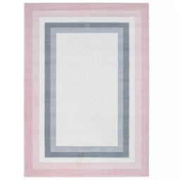 Loomed Blush Pink Grey Bordered Living Room Rug 160X230Cm - thumbnail 1