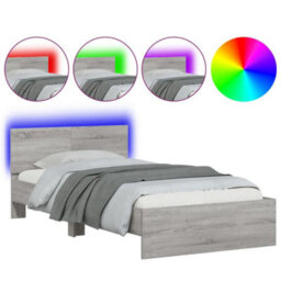 Walplus Engineered Wood Bed Frame With Headboard Rgb Led Lights And Slatted Base For Bedroom - thumbnail 2