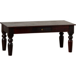 Rajwada Dark Mango Wood Coffee Table With Drawer And Brass Handle - thumbnail 7