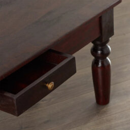 Rajwada Dark Mango Wood Coffee Table With Drawer And Brass Handle - thumbnail 6