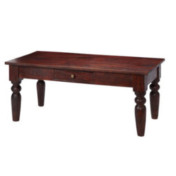 Rajwada Dark Mango Wood Coffee Table With Drawer And Brass Handle