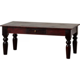 Rajwada Dark Mango Wood Coffee Table With Drawer And Brass Handle - thumbnail 5